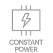 A green background features a white icon of an electric circuit with a lightning bolt in the center, indicating energy or power. Below the icon, the text "CONSTANT POWER" is displayed in white, signifying a steady or reliable power source.