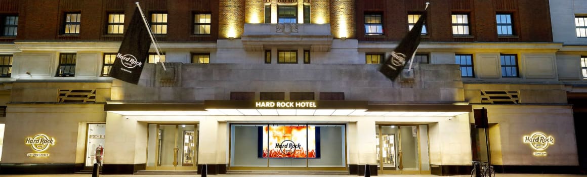 Illuminating exterior canopy at The Hard Rock hotel