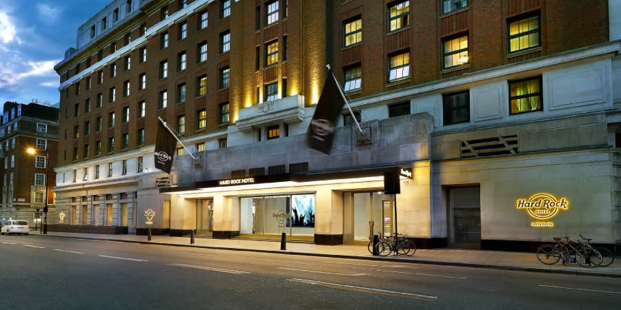 Illuminating exterior canopy at The Hard Rock hotel