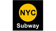 A logo featuring a yellow circle with the letters "NYC" in black, set against a black background. Below the circle, the word "Subway" is written in white.