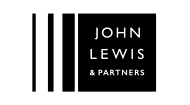 A black rectangular logo with the text "JOHN LEWIS & PARTNERS" in white capital letters. The text is aligned to the right. To the left of the text are three vertical black bars separated by white lines.