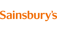 Logo of Sainsbury's, displaying the brand name in bold orange letters on a white background. Sainsbury's is a large chain of supermarkets based in the United Kingdom.