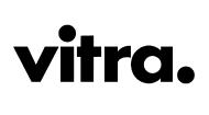 The image shows the Vitra logo, which consists of the word "vitra." in lowercase black letters with a modern, sans-serif font on a transparent background.