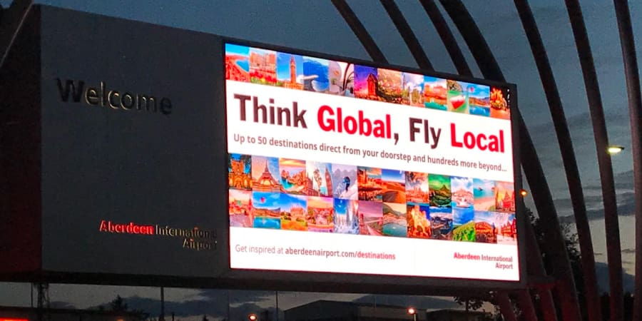 LED backlit advertising for Aberdeen airport