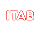 The image displays the word "ITAB" in bold, red capital letters with a white outline.