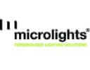 The image displays the Microlights logo, which features three vertical black bars on the left, followed by the text "microlights" in black, and below it, "PERSONALISED LIGHTING SOLUTIONS" in yellow.