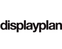 The image shows a white rectangular logo with the word "displayplan" written in bold, black lowercase letters centered on it.