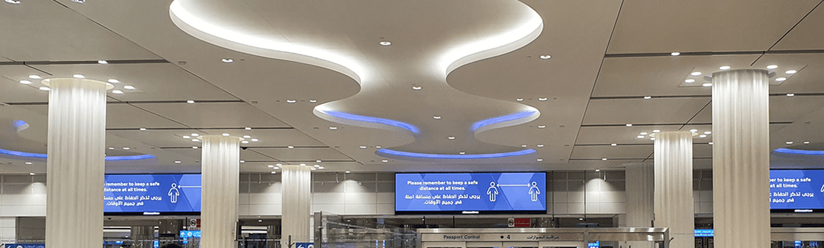 Synchronised lighting and advertising at Dubai Airport