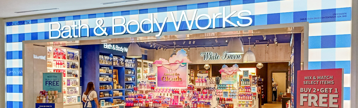 Illuminated shopfronts for Bath and Body Works